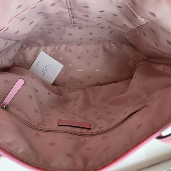 Kate Spade New York Zina Large Tote Pink - Red Stripe Spade Charm - Picture 16 of 16